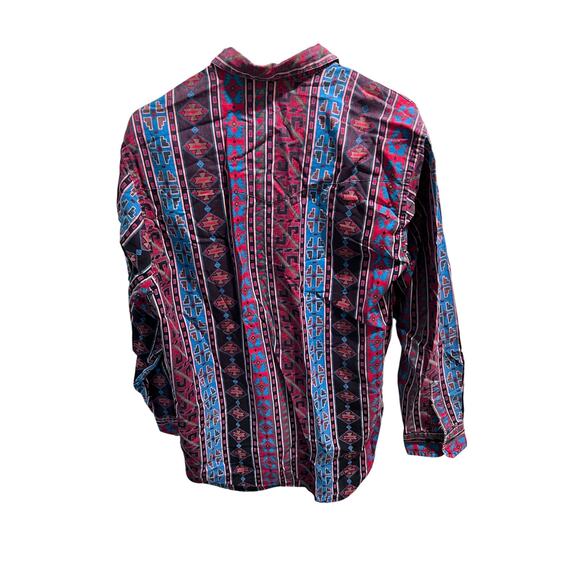 Frontier Series Western Shirt Men’s L Multicolor Aztec Southwest Vintage 90s - Picture 5 of 9